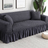 Charcoal Ruffled Skirt Couch Cover Slipcover - shopcouchcovers.com