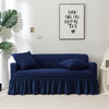 Navy Ruffled Skirt Couch Cover Slipcover - shopcouchcovers.com