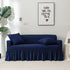 Navy Ruffled Skirt Couch Cover Slipcover - shopcouchcovers.com