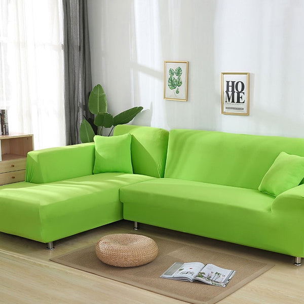 Lime Green Sectional L-Shaped Couch Cover - shopcouchcovers.com