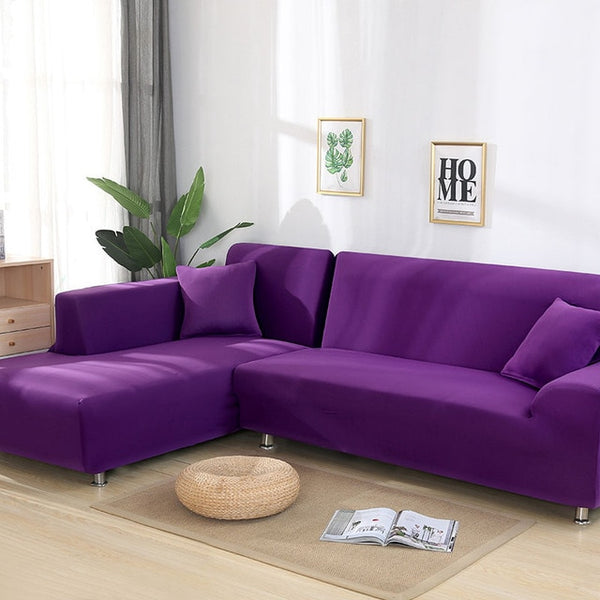 Purple Sectional L-Shaped Couch Cover - shopcouchcovers.com