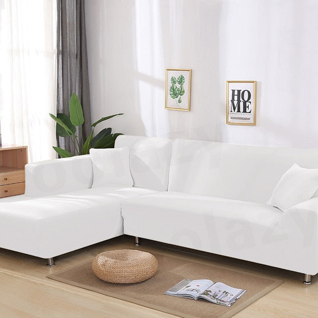 White Sectional L-Shaped Couch Cover