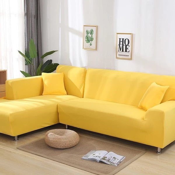 Yellow Sectional L-Shaped Couch Cover - shopcouchcovers.com