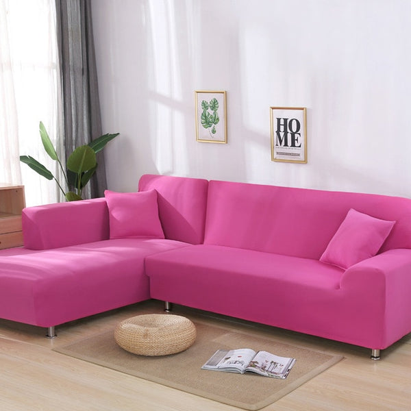 Pink Sectional L-Shaped Couch Cover - shopcouchcovers.com