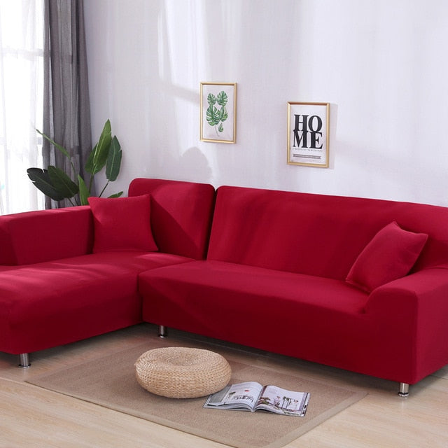 Red Sectional L-Shaped Couch Cover
