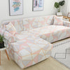 Nidia Pink Geometric Sectional L-Shaped Couch Cover Slipcover - shopcouchcovers.com