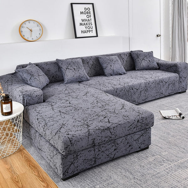 Charcoal Marble Sectional Couch Cover - shopcouchcovers.com