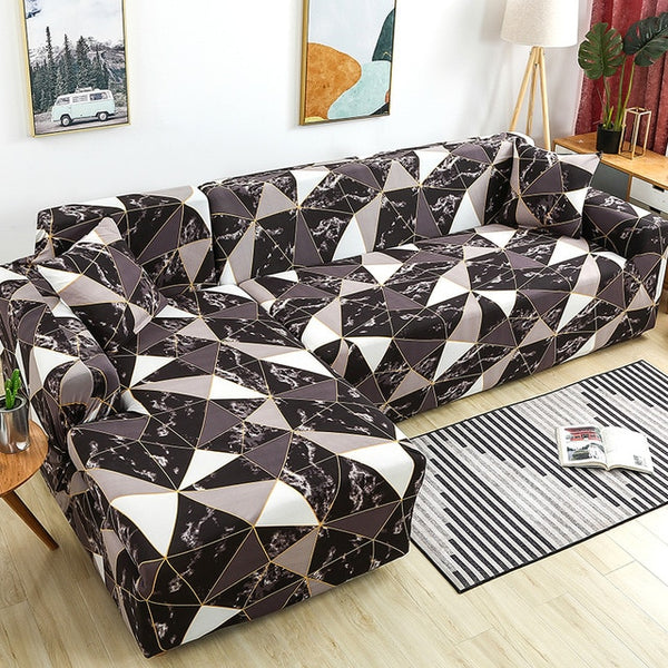 Geometric Brown Marble Sectional Couch Cover - shopcouchcovers.com