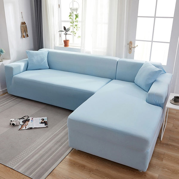 Baby Blue Sectional L-Shaped Couch Cover - shopcouchcovers.com