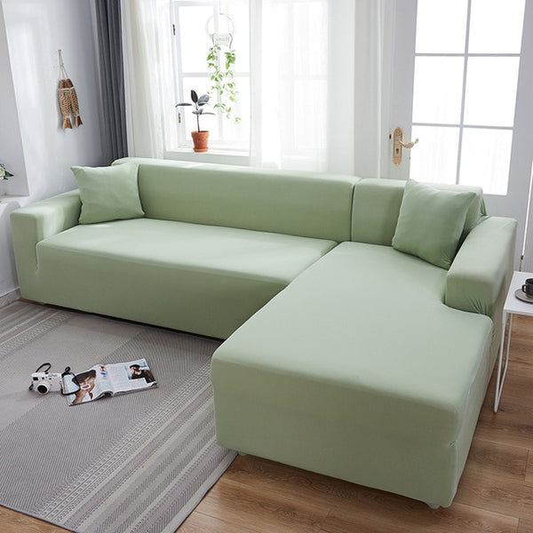Mint Green Sectional L-Shaped Couch Cover - shopcouchcovers.com