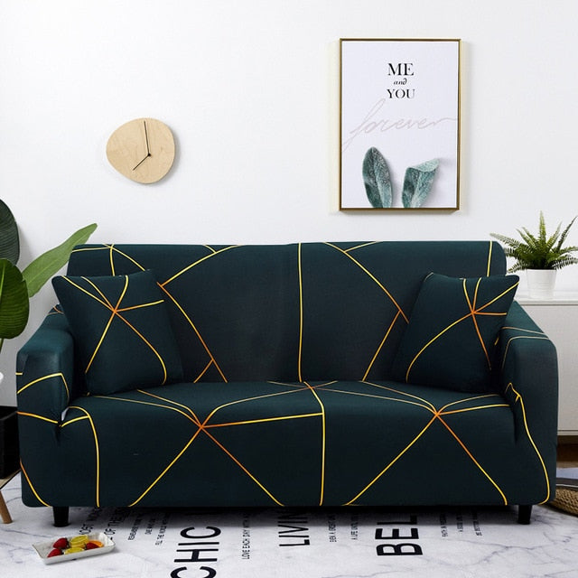 Geometric Emerald Sofa Couch Cover Slipcover