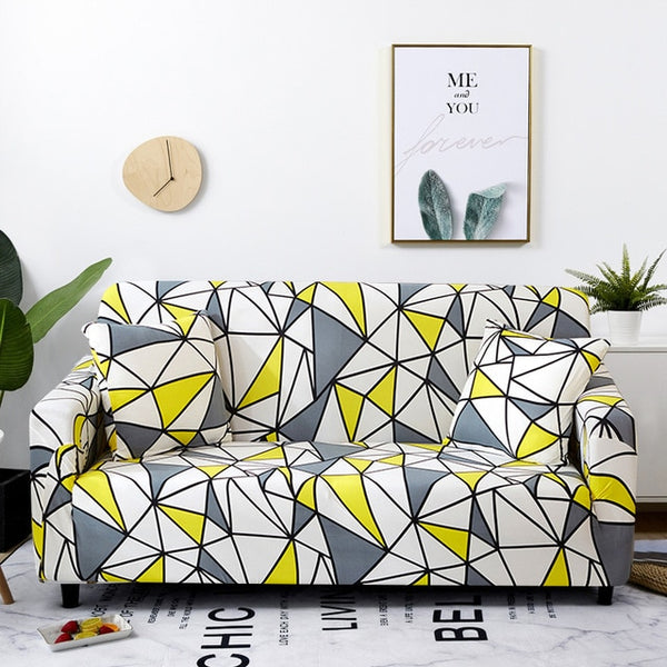 Geometric Yellow Couch Cover Slipcover - shopcouchcovers.com