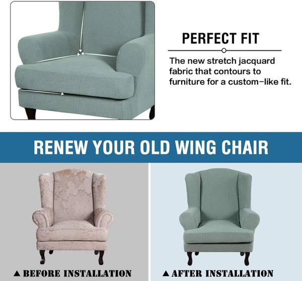 Plum Jacquard Wingback Chair Cover Slipcover - shopcouchcovers.com