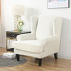 White Jacquard Wingback Chair Cover Slipcover - shopcouchcovers.com