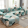 Geometric Teal L-Shaped Sectional Couch Cover - shopcouchcovers.com