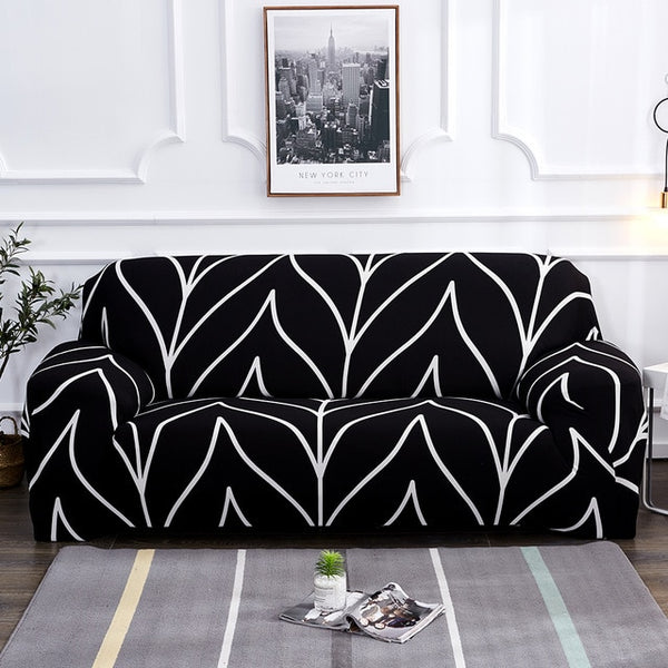 Black Leaf Sofa Couch Cover Slipcover - shopcouchcovers.com