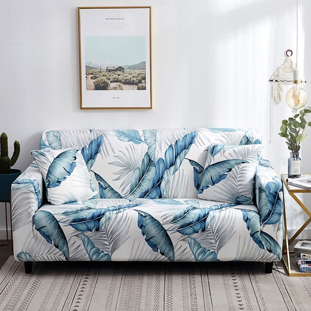 Aqua Leaf Sofa Couch Covers Slipcover