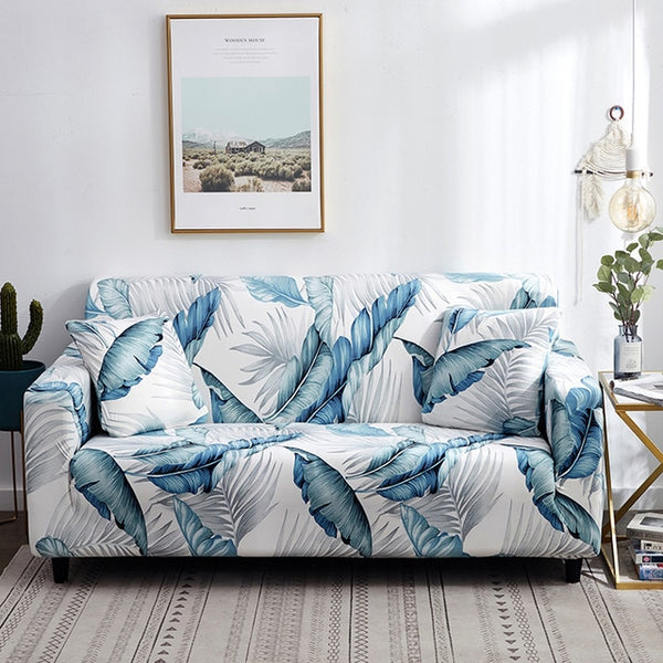 Aqua Leaf Sofa Couch Covers Slipcover - shopcouchcovers.com