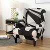 Black Falleg Flower Wingback Chair Cover Slipcover - shopcouchcovers.com