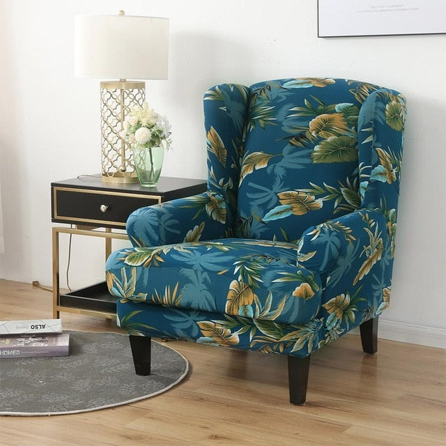 Bonica Blume Wingback Chair Cover Slipcover
