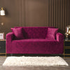 Wine Red Floral Velvet Sofa Couch Cover - shopcouchcovers.com