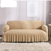 Tan Ruffled Skirt Couch Cover Slipcover - shopcouchcovers.com