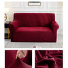 Red Jacquard Fabric Stretch Couch Cover - shopcouchcovers.com
