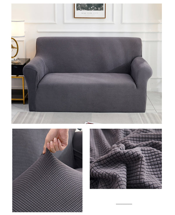 Charcoal Jacquard Fabric Stretch Couch Cover - shopcouchcovers.com