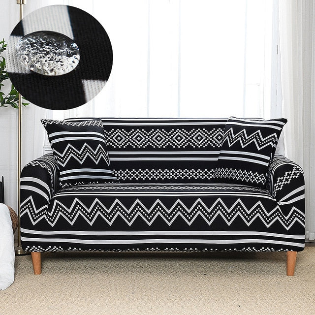 Black Tribal Waterproof Couch Cover