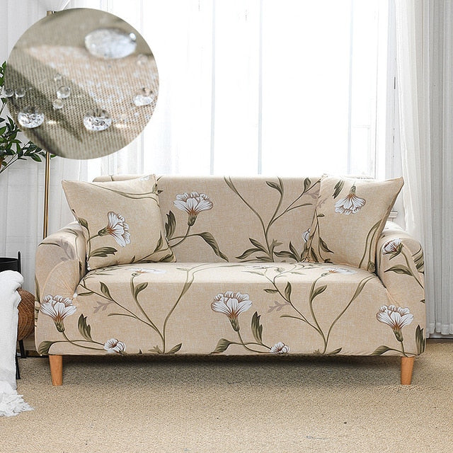 Brown Blume Waterproof Floral Couch Cover