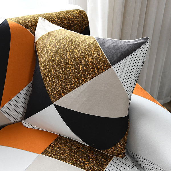 Waterproof Geometric Orange Couch Cover - shopcouchcovers.com