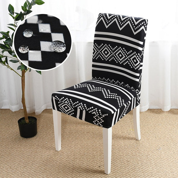 Black Tribal Waterproof Dining Chair Cover - shopcouchcovers.com