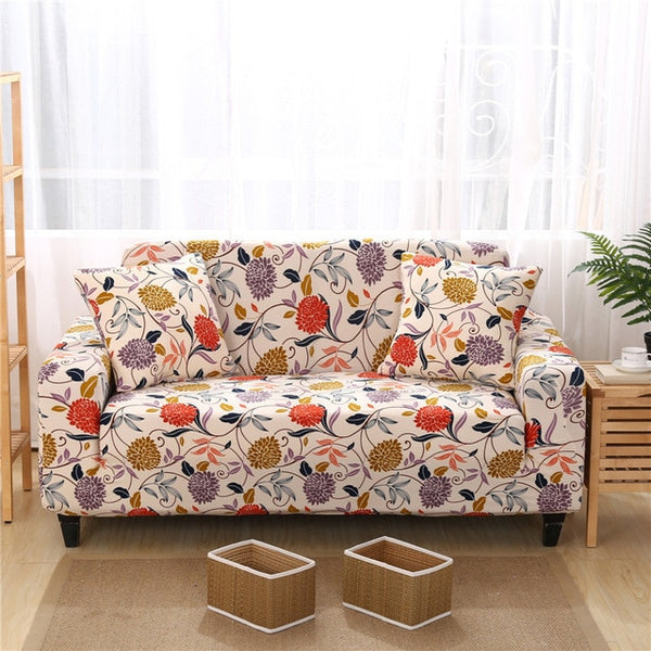 Tan Fleur Couch Sofa Cover - shopcouchcovers.com