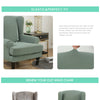 Mint Green Jacquard Wingback Chair Cover Slipcover - shopcouchcovers.com