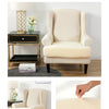 Beige Jacquard Wingback Chair Cover Slipcover - shopcouchcovers.com