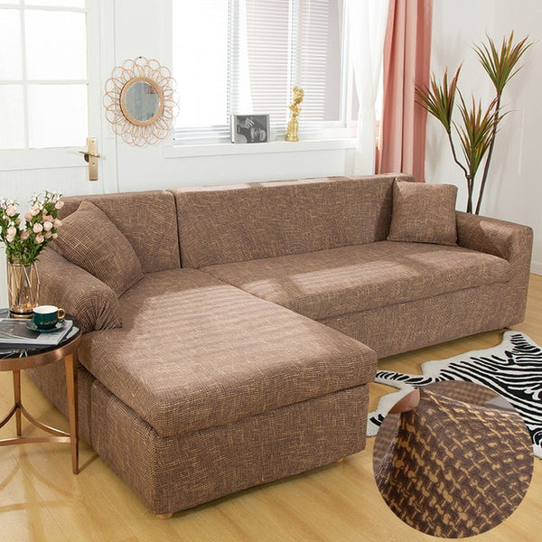 Vienne Brown Sectional L-Shaped Couch Cover - shopcouchcovers.com