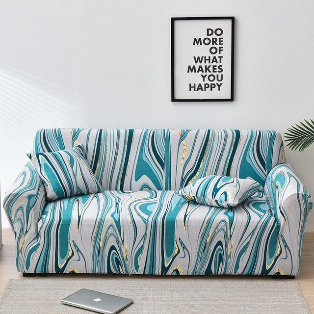Aqua Swirl Couch Cover Slipcover