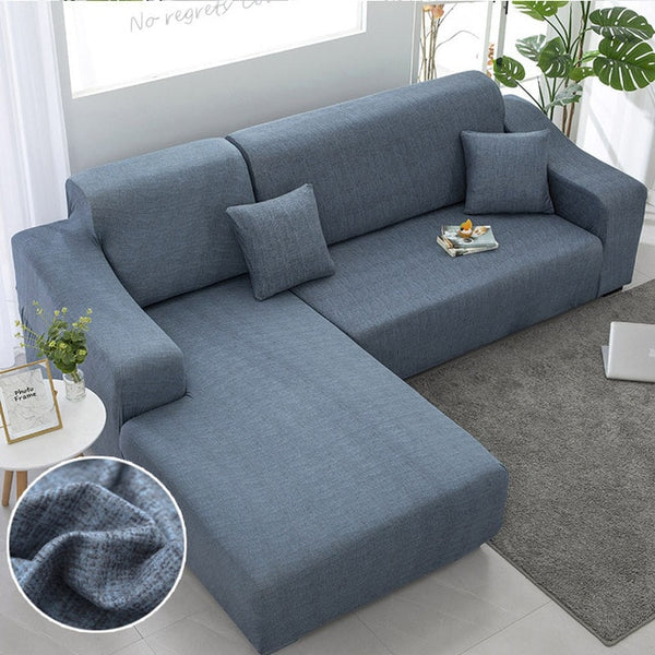 Manhattan Blue Sectional L-shaped Couch Cover - shopcouchcovers.com