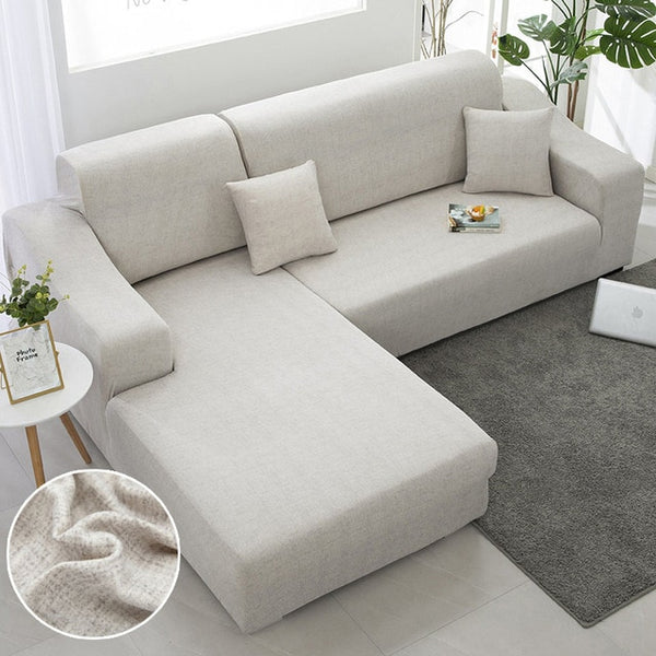 Manhattan Off-white Sectional L-shaped Couch Cover - shopcouchcovers.com