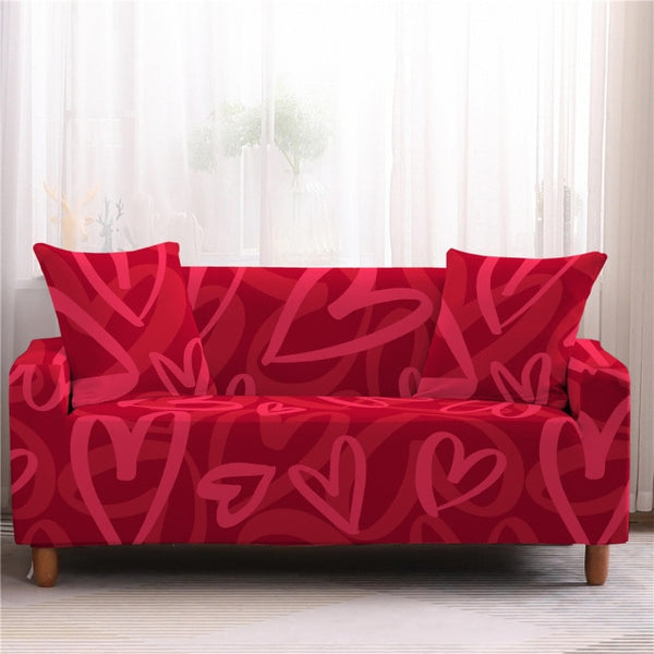 Red Hearts Sofa Couch Covers - shopcouchcovers.com