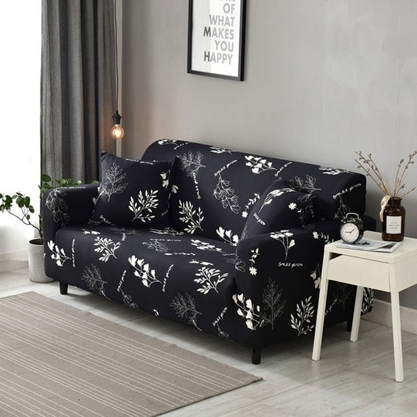 Black Flower Couch Cover Sofa Slipcover - shopcouchcovers.com