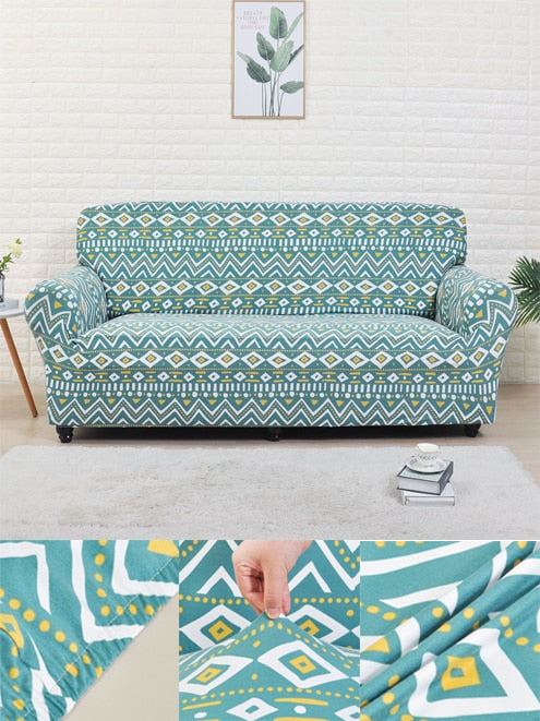 Aztec Blue Couch Cover Sofa Slipcover - shopcouchcovers.com