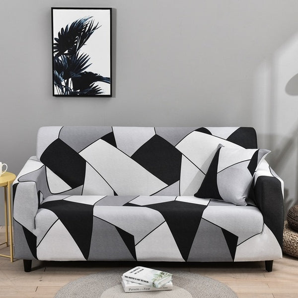 Geometric Black White Couch Cover Sofa Slipcover - shopcouchcovers.com