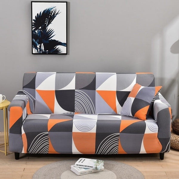 Genoa Grey Orange Couch Cover Sofa Slipcover - shopcouchcovers.com